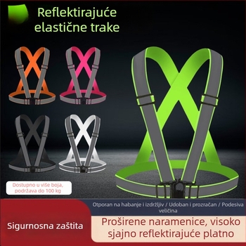Visoko vidljivi sigurnosni reflektirajući prsluk s elastičnim pojasom, za noćno trčanje, biciklizam, sanitarne i građevinske poslove