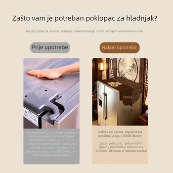 Pokrov za prašinu hladnjaka - univerzalni za jednokrilna i dvokrilna vrata, pogodan za mikrovalnu i perilicu, tkanina za zaštitu od sunca