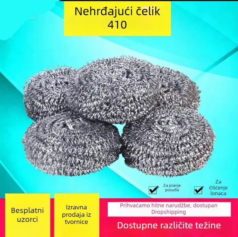 Šest komada nehrđajućih čeličnih žičanih kuglica za čišćenje posuđa
