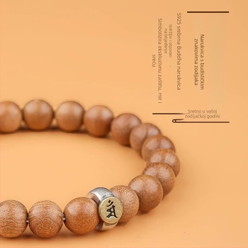 2026 Narukvica od drveta breskve s Buddha zaštitnikom, unisex, 12 znakova zodijaka