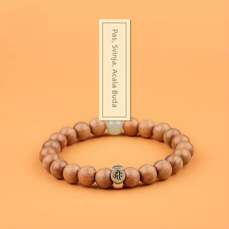 2026 Narukvica od drveta breskve s Buddha zaštitnikom, unisex, 12 znakova zodijaka