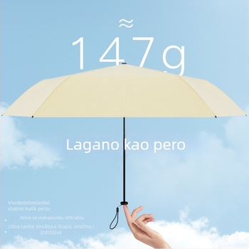 Ultra lagan karbonski kišobran, sklopivi, za kišu i sunce, UV zaštita, 6 rebara, prilagodljivo logotipu.
