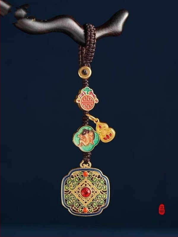 Vintage zlatni privjesak za ključeve s dvanaest znakova zodijaka: zmaj, tigar, majmun i svinja – bakreni privjesak
