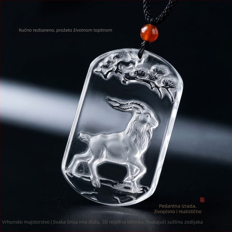 Ručni radom medaljon od bijelog kristala s dvanaest znakova zodijaka, kvadratni privjesak za muškarce, ogrlica, poklon za godinu rođenja