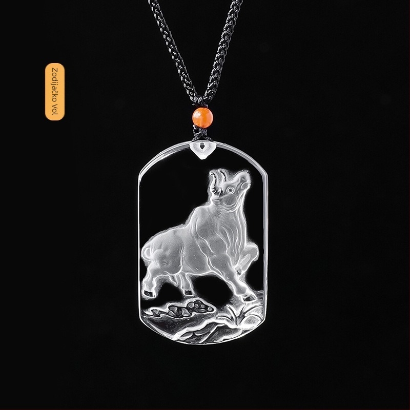 Ručni radom medaljon od bijelog kristala s dvanaest znakova zodijaka, kvadratni privjesak za muškarce, ogrlica, poklon za godinu rođenja