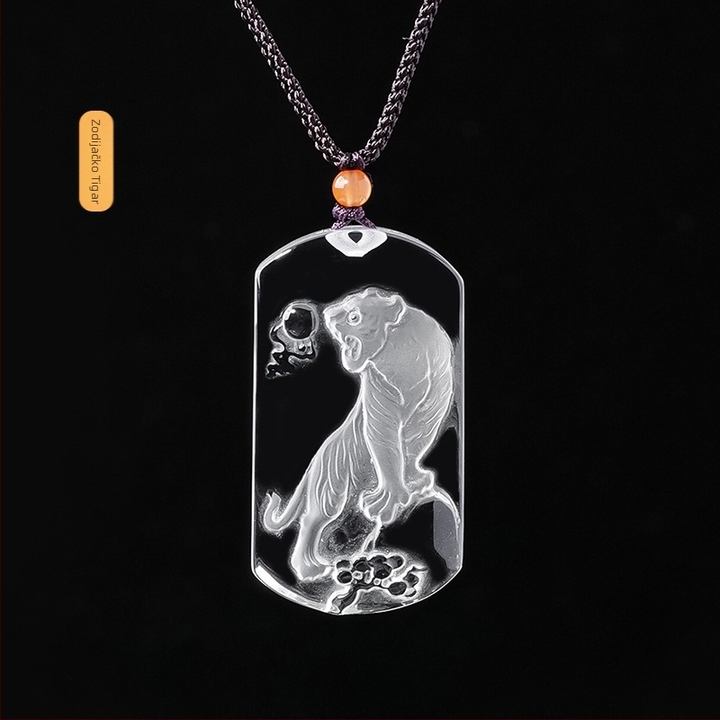 Ručni radom medaljon od bijelog kristala s dvanaest znakova zodijaka, kvadratni privjesak za muškarce, ogrlica, poklon za godinu rođenja