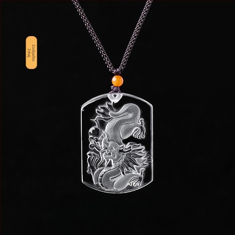 Ručni radom medaljon od bijelog kristala s dvanaest znakova zodijaka, kvadratni privjesak za muškarce, ogrlica, poklon za godinu rođenja