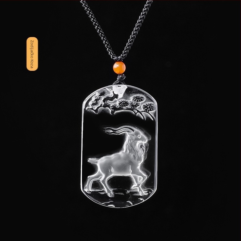 Ručni radom medaljon od bijelog kristala s dvanaest znakova zodijaka, kvadratni privjesak za muškarce, ogrlica, poklon za godinu rođenja