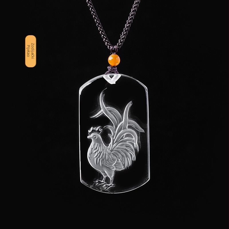 Ručni radom medaljon od bijelog kristala s dvanaest znakova zodijaka, kvadratni privjesak za muškarce, ogrlica, poklon za godinu rođenja