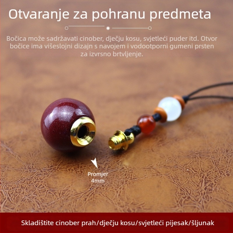 Viseći privjesak od cinnabar bočice s otvarajućom kapsulom i privjeskom za telefon