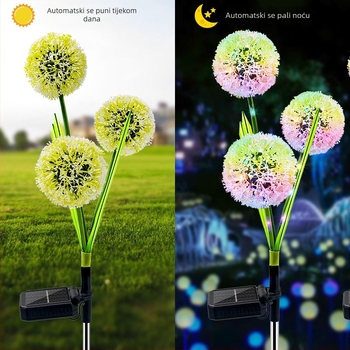 Solarna LED rasvjeta za dvorište i travnjak, dekorativno krajinsko osvjetljenje, vodootporna IP44, lampa u obliku biljke Dandelion