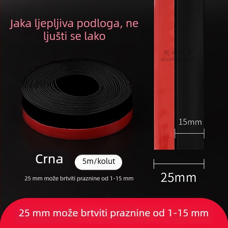 Traka za brtvljenje vrata, prozirna, samoljepljiva, donja brtva protiv vjetra i buke