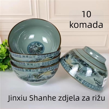 Porcelanski set zdjela za rižu s motivom planina i rijeka; uključuje zdjele za rižu, male i velike zdjele za juhu i zdjele za rezance, za kućnu upotrebu