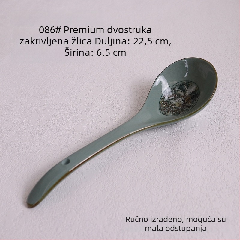 Porcelanski set zdjela za rižu s motivom planina i rijeka; uključuje zdjele za rižu, male i velike zdjele za juhu i zdjele za rezance, za kućnu upotrebu
