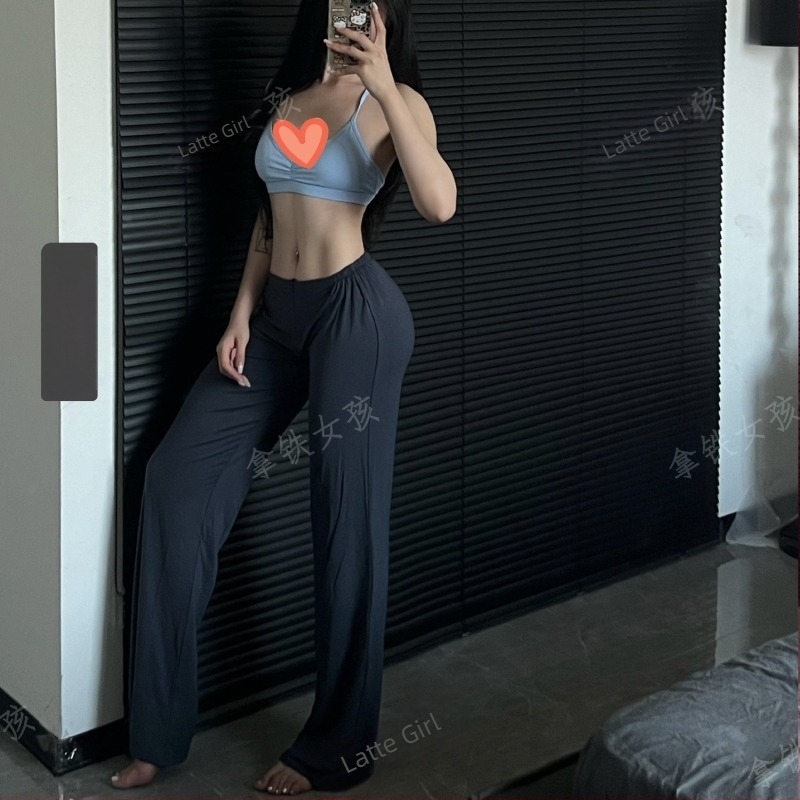 Latte Girl Hlače za fitness za yoga i pilates sa zipom, udobne, drapirane, niska struka, kroj ravnog kroja