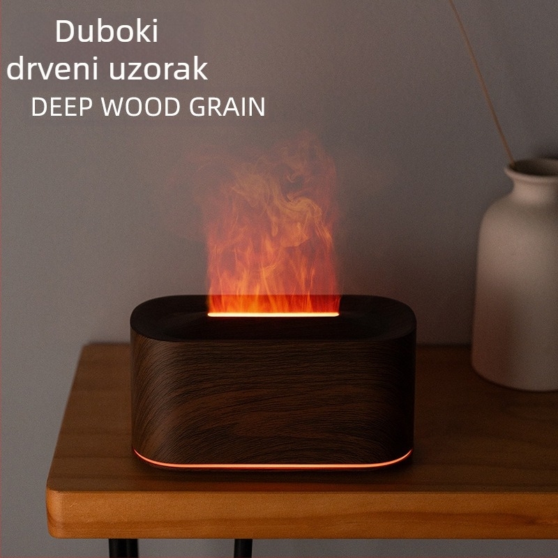 Humidifikator inspiriran plamenom, kompaktni stolni ovlaživač s simulacijom ugljenog plamena, šareni ambijentalni osvijetljenje, pametni difuzor aromaterapije