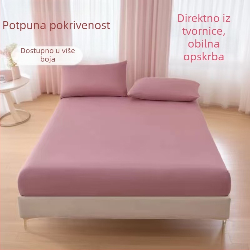 Jednobojni zaštitnik madraca s protukliznim slojem, potpuno pokrivač, pogodna za sve sezone, nježan na dodir i prozračan
