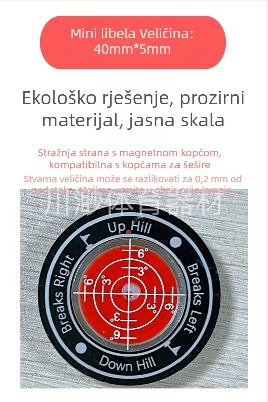 Golf kapa klips s libelom – mjerni alat za nagib i razinu
