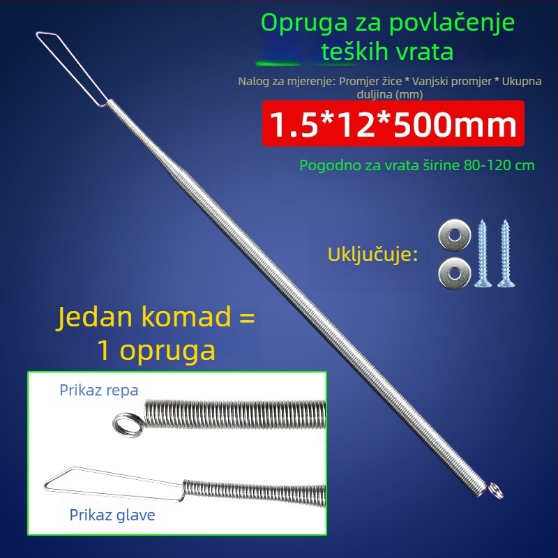 Spiralna opruga za vrata – napetost, automatsko zatvaranje, opruga za mrežna vrata, žuta