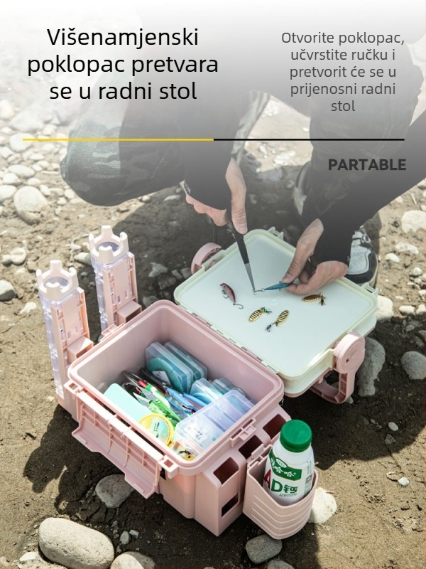 Višenamjenska kutija za varalicu v makaron bojama, prijenosna držač za štap za morski ribolov, može poslužiti i kao kutija za pohranu, držač štapa i držač za šalice.