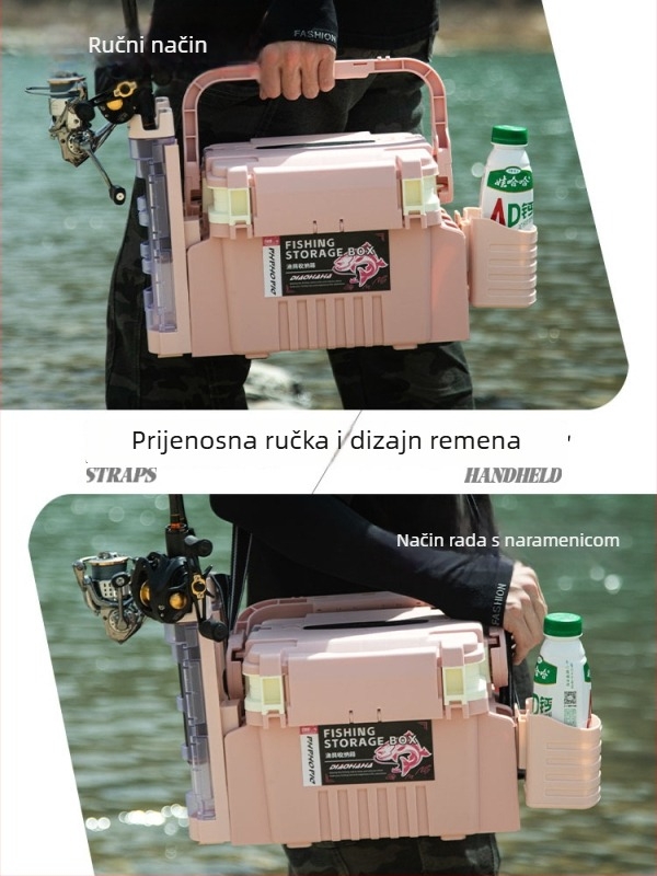 Višenamjenska kutija za varalicu v makaron bojama, prijenosna držač za štap za morski ribolov, može poslužiti i kao kutija za pohranu, držač štapa i držač za šalice.