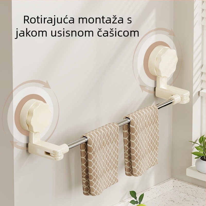 Okretni držač za krpe i ručnike sa usisnom čašom, kuhinja, bez bušenja, organizator sudopera