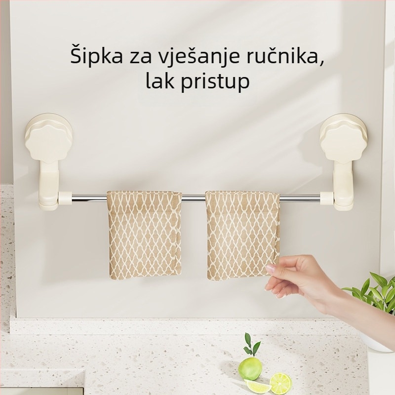 Okretni držač za krpe i ručnike sa usisnom čašom, kuhinja, bez bušenja, organizator sudopera
