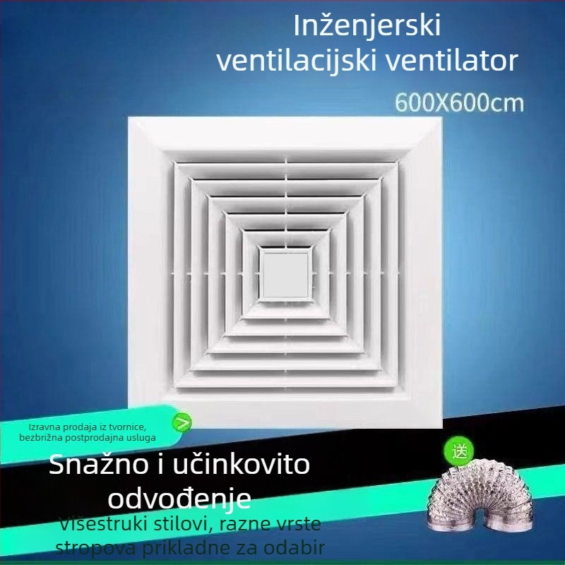 Integrirani stropni ventilator 600x600 s aluminijskim panelom i gips pločom za kupaonicu, 30x30