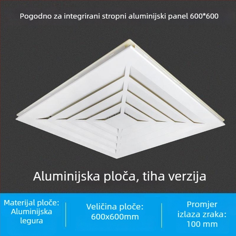 Integrirani stropni ventilator 600x600 s aluminijskim panelom i gips pločom za kupaonicu, 30x30