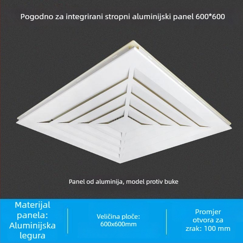 Integrirani stropni ventilator 600x600 s aluminijskim panelom i gips pločom za kupaonicu, 30x30