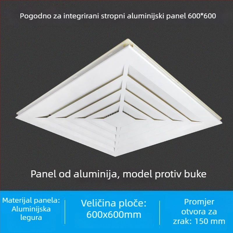Integrirani stropni ventilator 600x600 s aluminijskim panelom i gips pločom za kupaonicu, 30x30