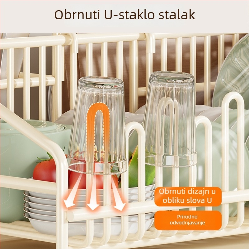 Kuhinjski stalak za skladištenje za kućnu upotrebu, radna ploha za zdjele, tanjure, štapiće za jelo i žlice, višenamjenski držač velike kapacitete