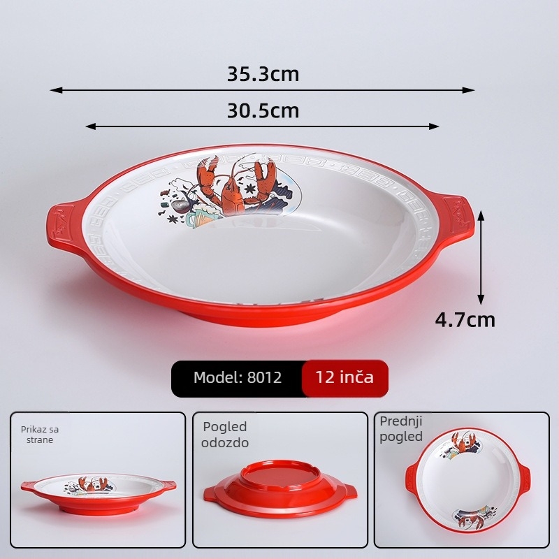 Melaminska plošča za rakove, otporna na pad, za roštilj i morsku hranu, velika ploča s porcelin-dizajnom za komercijalnu uporabu