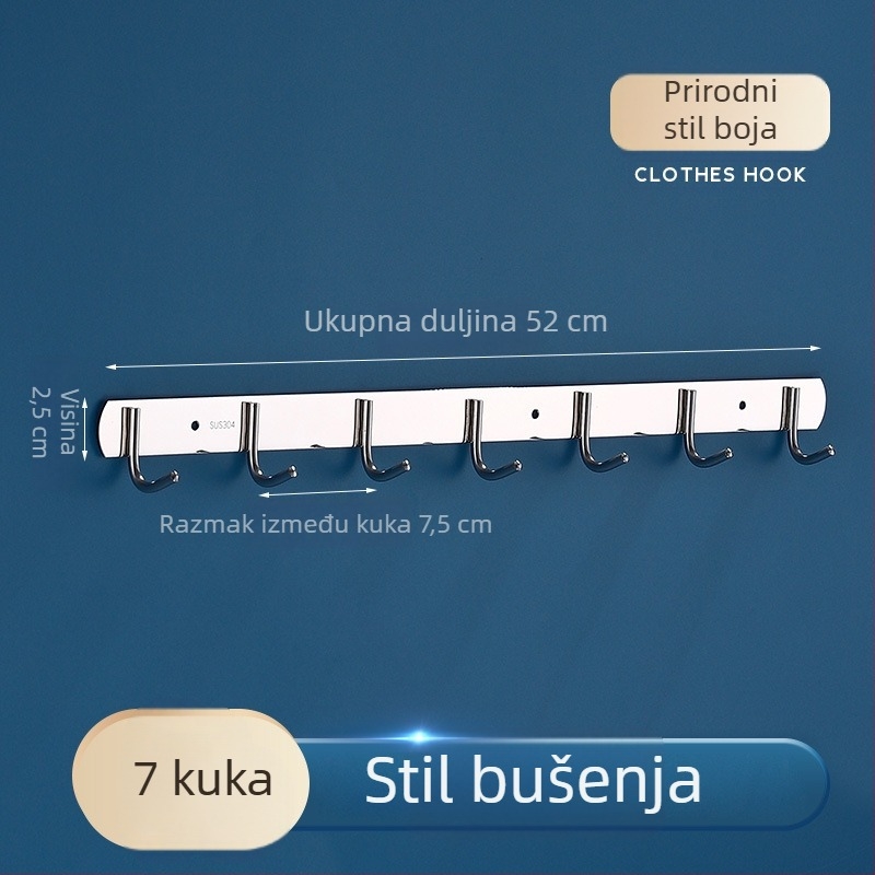 Niz kukica od nehrđajućeg čelika za kuhinju i kupaonicu, bušenje, snažna nosivost
