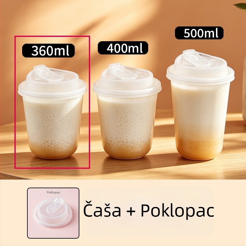 Jednokratna plastična čaša u obliku U, prozirna, debela, promjera 90 mm, za čaj s mlijekom i američku kavu