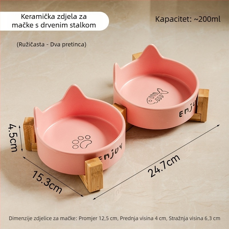 Crna keramička zdjela za mačke i pse, sprječava prolijevanje, zdjela za hranu i vodu