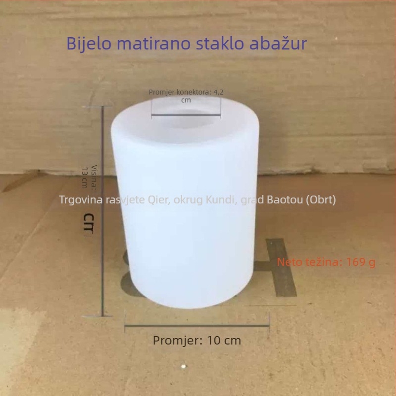 Bijeli mat stakleni cilindrični abažur, E27, minimalističko stropno svjetiljko za stolnu ili zidnu rasvjetu