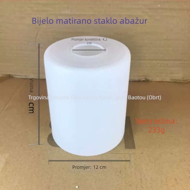 Bijeli mat stakleni cilindrični abažur, E27, minimalističko stropno svjetiljko za stolnu ili zidnu rasvjetu