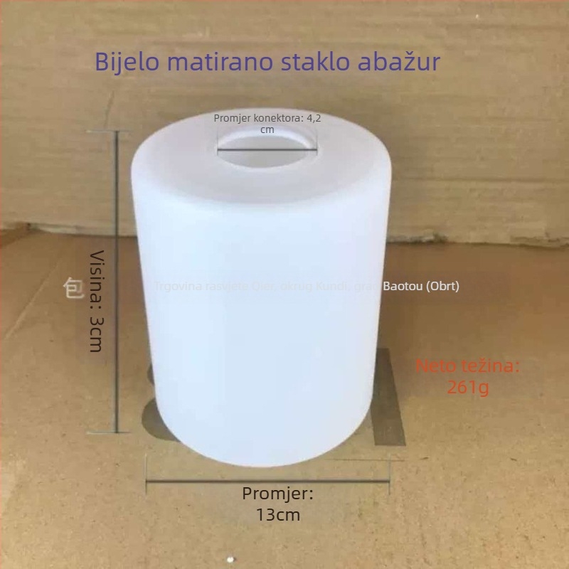 Bijeli mat stakleni cilindrični abažur, E27, minimalističko stropno svjetiljko za stolnu ili zidnu rasvjetu