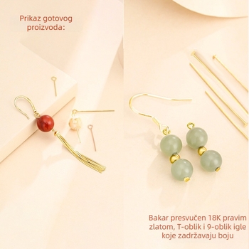 Kopper premazan 18K zlatnog tona, perle igle s T-oblikom, žica 0,7 mm, DIY komponente za nakit