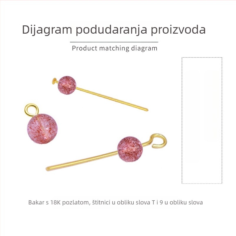 Kopper premazan 18K zlatnog tona, perle igle s T-oblikom, žica 0,7 mm, DIY komponente za nakit