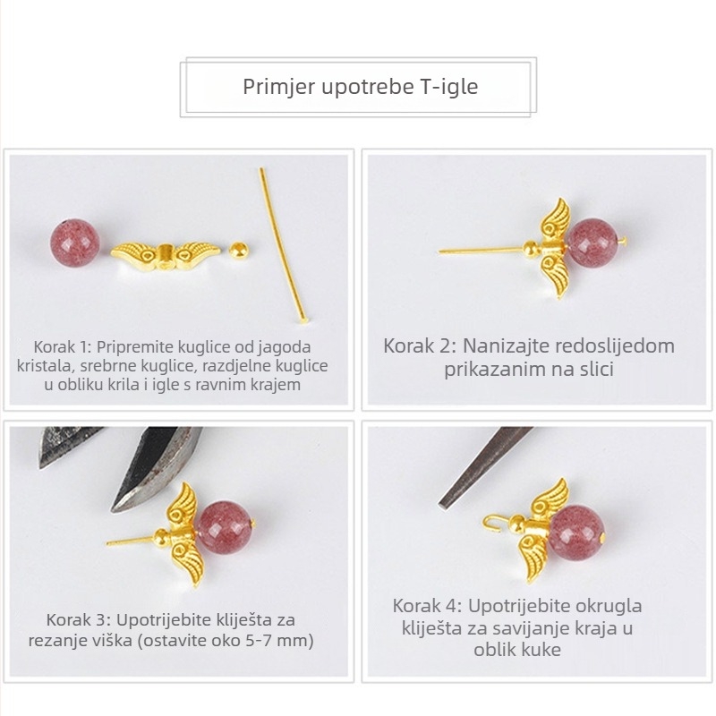 Kopper premazan 18K zlatnog tona, perle igle s T-oblikom, žica 0,7 mm, DIY komponente za nakit