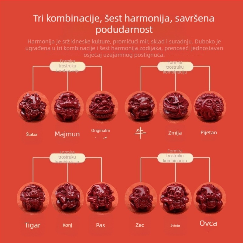 Narukvica od prirodnog cinnamara tri u jedan, ljubičasto-zlatna pijesak, zodijak po godini rođenja, unisex