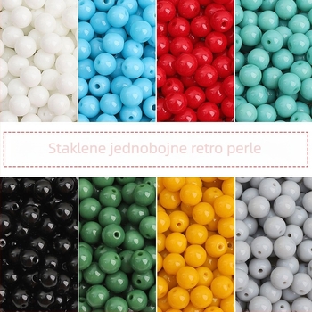 8 mm staklene jednobojne retro okrugle perle za DIY nakit – slobodne perle za narukvice i ogrlice