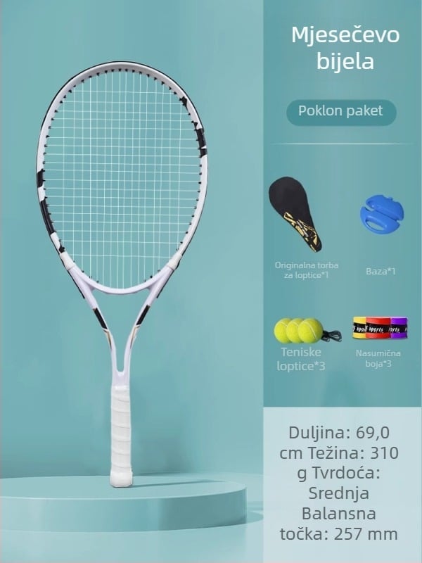 Trener tenisa za solo trening s linijom odskoka – skup za samostalnu igru (karbon)
