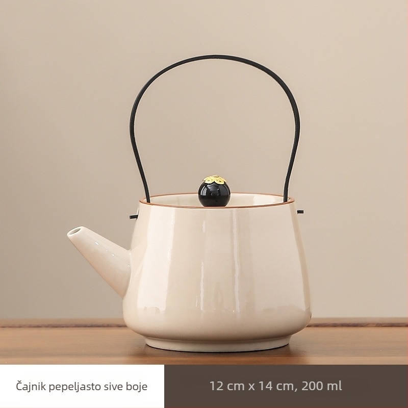 Panda čajnik s držačem, keramika Ru Kiln, kineski stil, elegantan visokokvalitetan čajnik