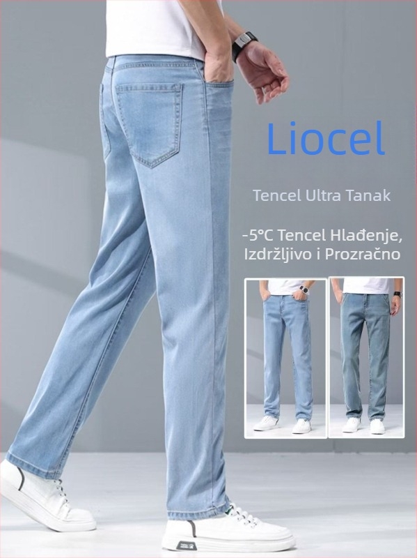 Lyocell traperice za muškarce, ljetni tanak stil, opuštena ravna kroj, svijetla boja