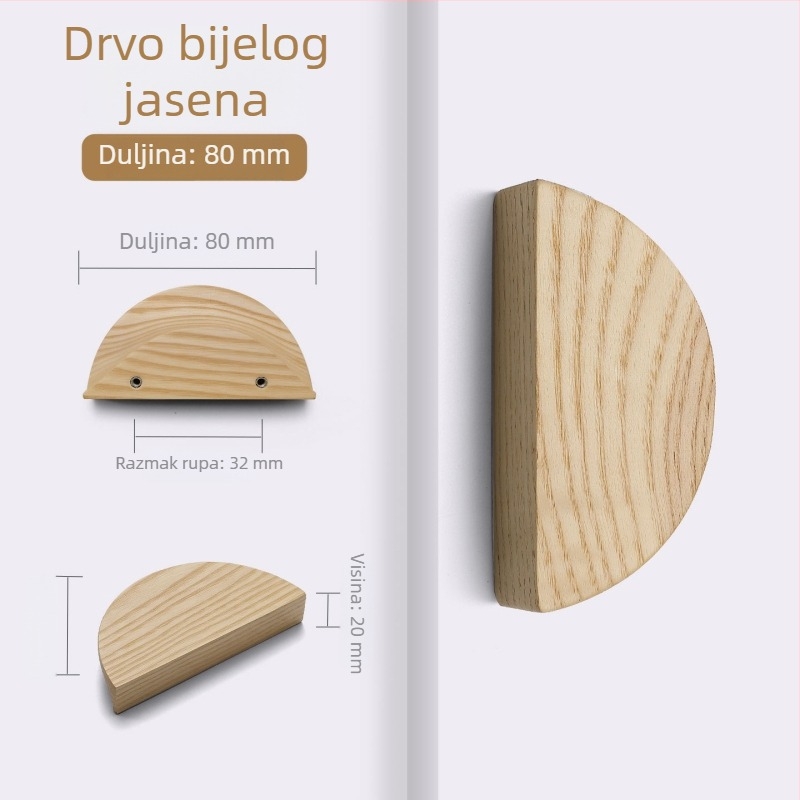 Japanski stil polukružne drvene ručke za ladice i vrata dječje sobe
