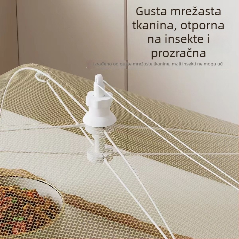 Hongpai antibakterijski poklopac za hranu u kuhinji, otporan na insekte, sklopivi bijeli mrežasti poklopac s čipkastim uzorkom, prašina