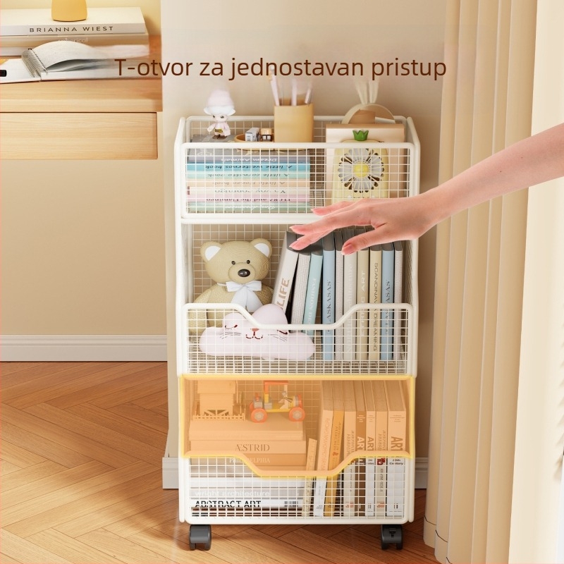 Polica ispod radnog stola s višestrukim slojevima, veliki kapacitet, bočni organizator za knjige i uredski materijal, višenamjenski kolica s kotačićima